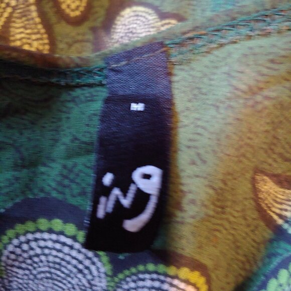 Ing Y2K Boho Sheer Floral Green Flowy Long Puff Sleeve Top M Hippie - Picture 12 of 14